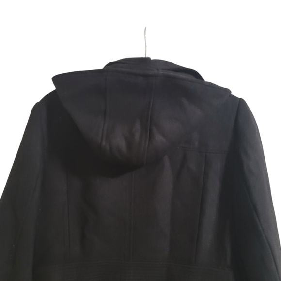 Kenneth Cole Coat w/ Removable Hood, 14, Black, Hip-Length, Button Front - Picture 8 of 8